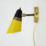 Yellow and black two-tone wall lamp from 50-60 years