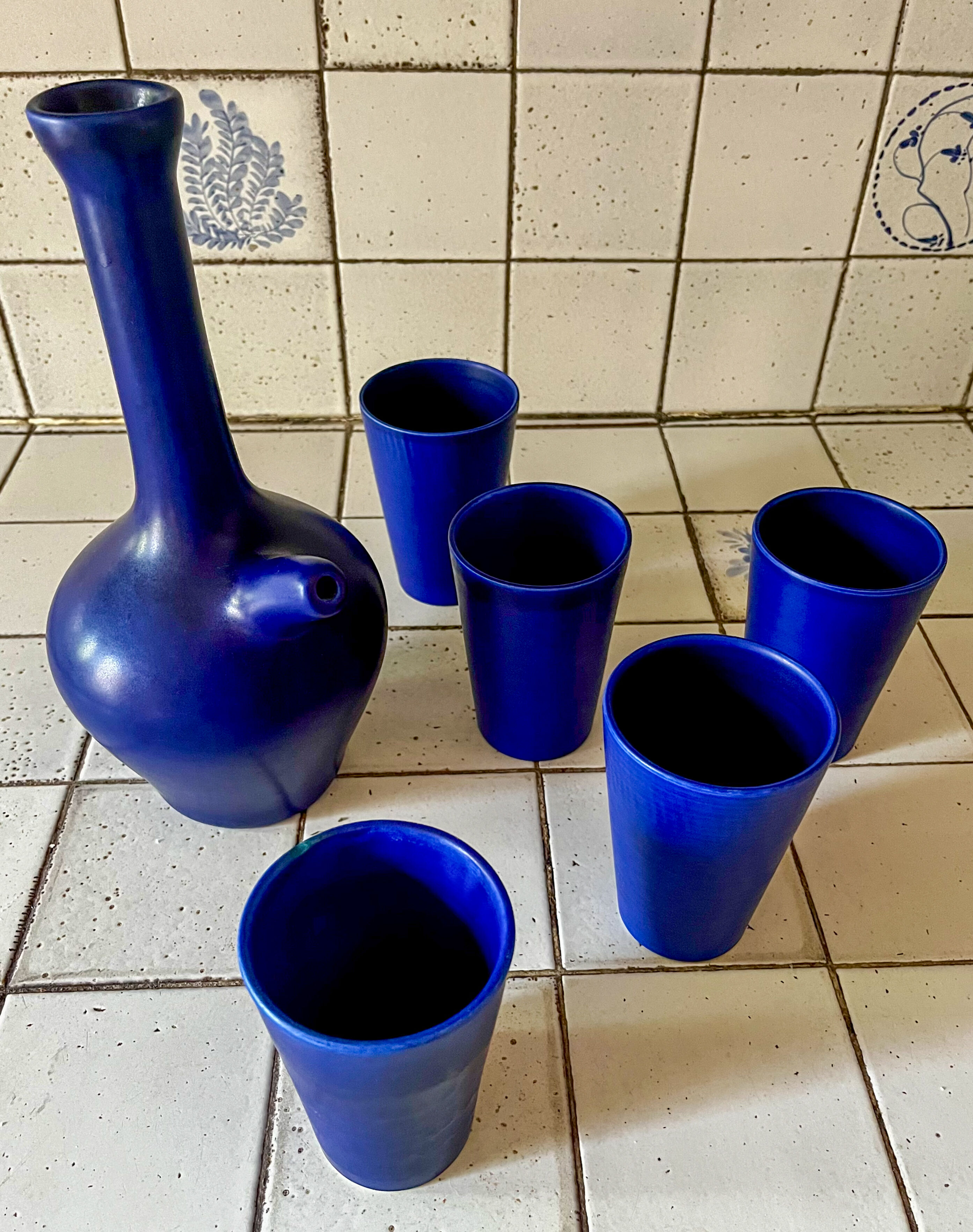 Vintage orangeade service by André Baud, Vallauris, 1960s