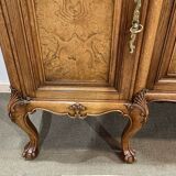 SOUBRIER Chippendale sideboard in oak, elm burl and marble