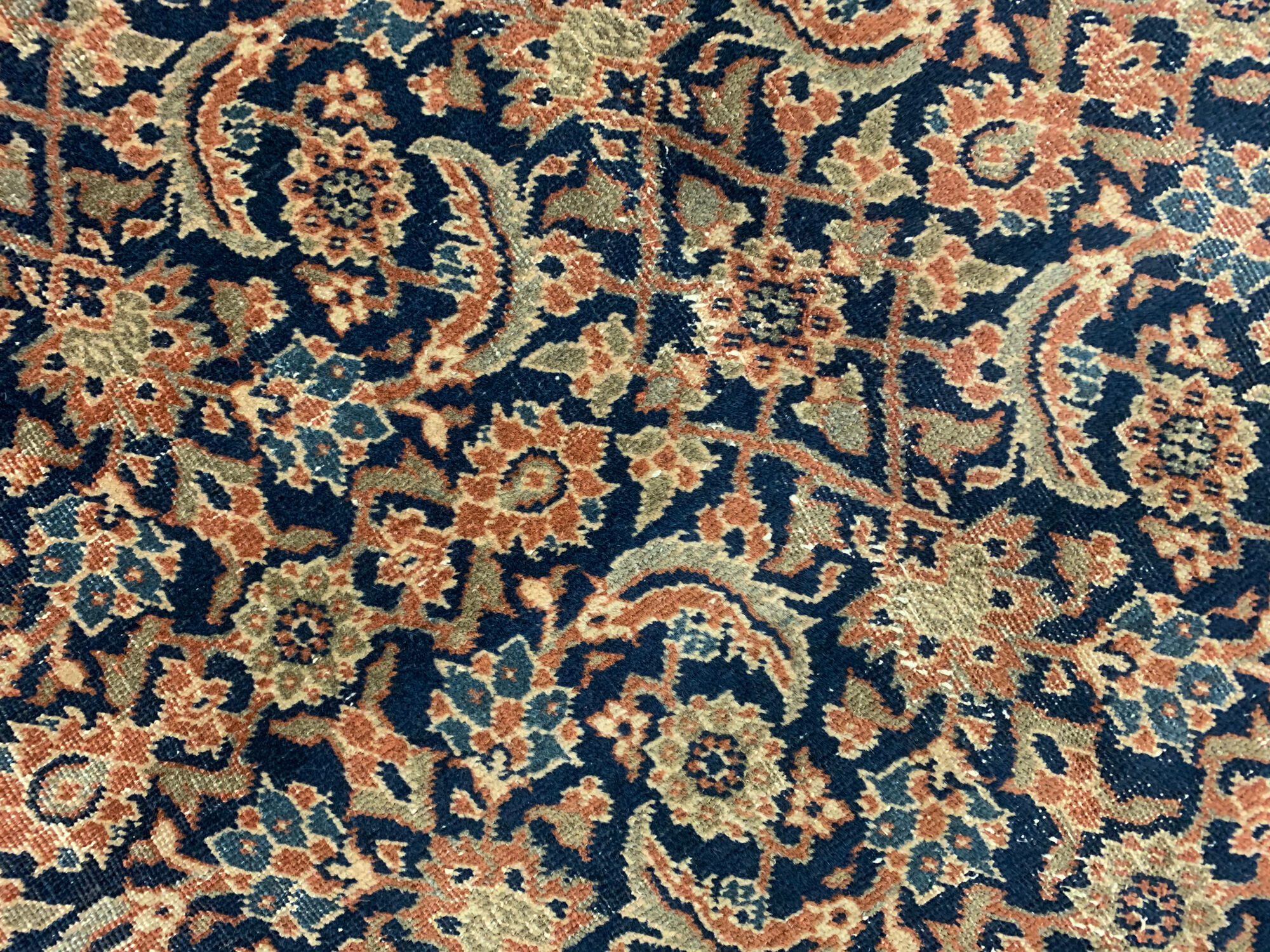Large Vintage Indian Kashmiri Carpet Blue Wool Living Room Rug- 280x385cm