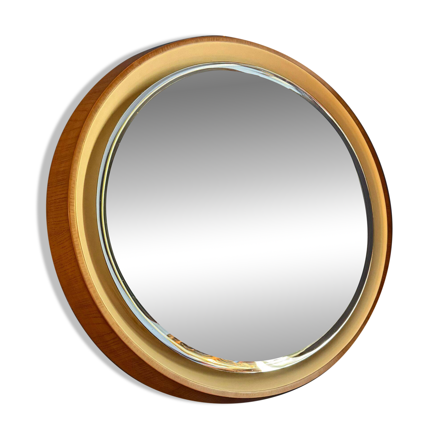 Backlit mirror designed by Gio Ponti in wood and lacquer. Italy, 1970s.