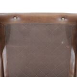1970 Svend Skipper High Back Armchair and Stool in Brown Leather, Denmark