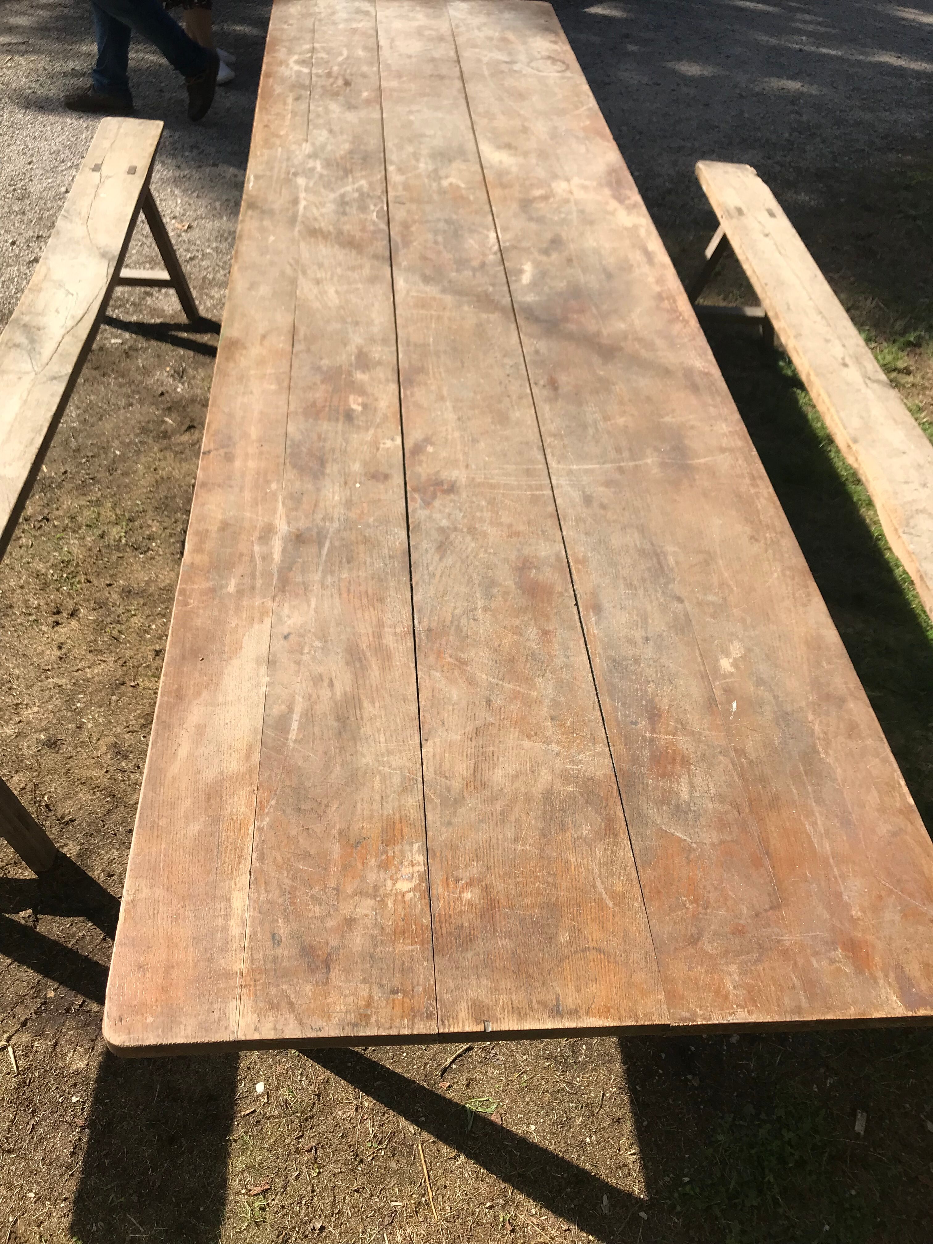 Farm table and two benches