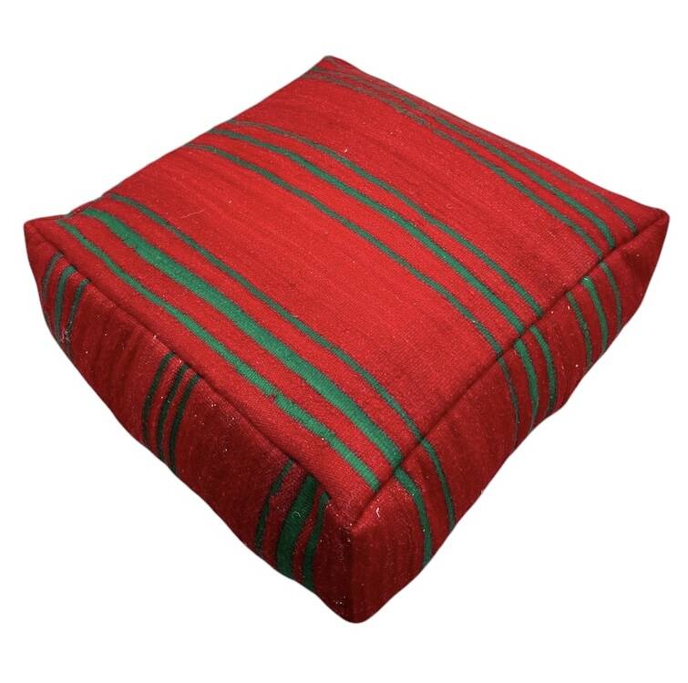 Set of 8 Moroccan Berber poufs in wool – Vintage red kilim
