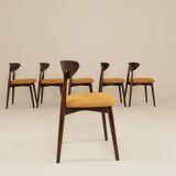 Scandinavian dining chairs set of 6 moutarde bouclé 