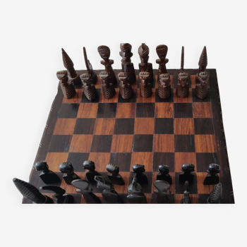 Jeux d'échecs bois exotiques Afrique unique