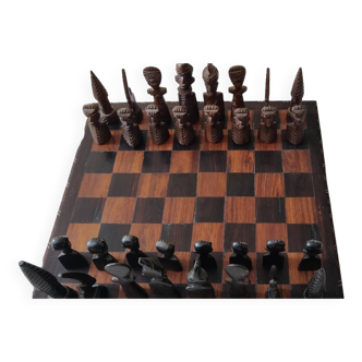 Jeux d'échecs bois exotiques Afrique unique