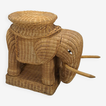 Rattan elephant table vintage side table