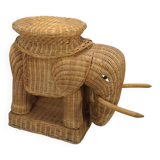 Rattan elephant table vintage side table