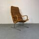 Chaise longue moderniste en acier et rotin du milieu du siècle par Dirk van Sliedregt