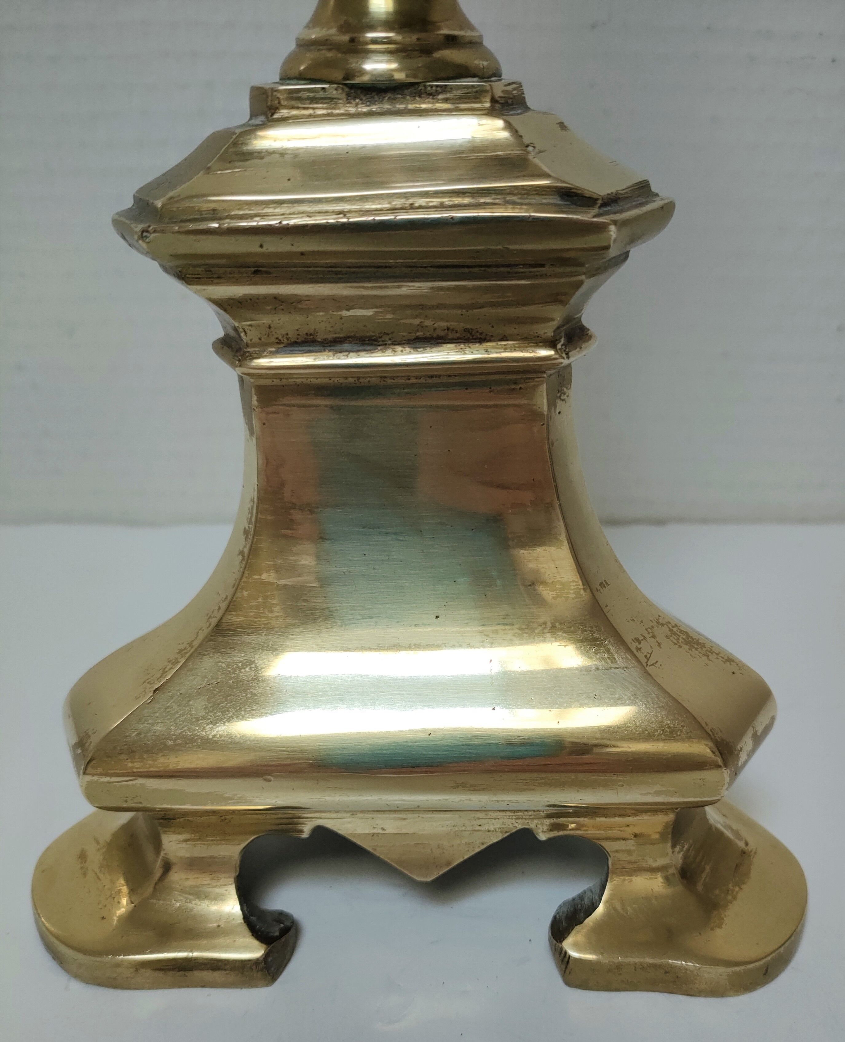 Pied de lampe bronze doré tripode hauteur 50 cm