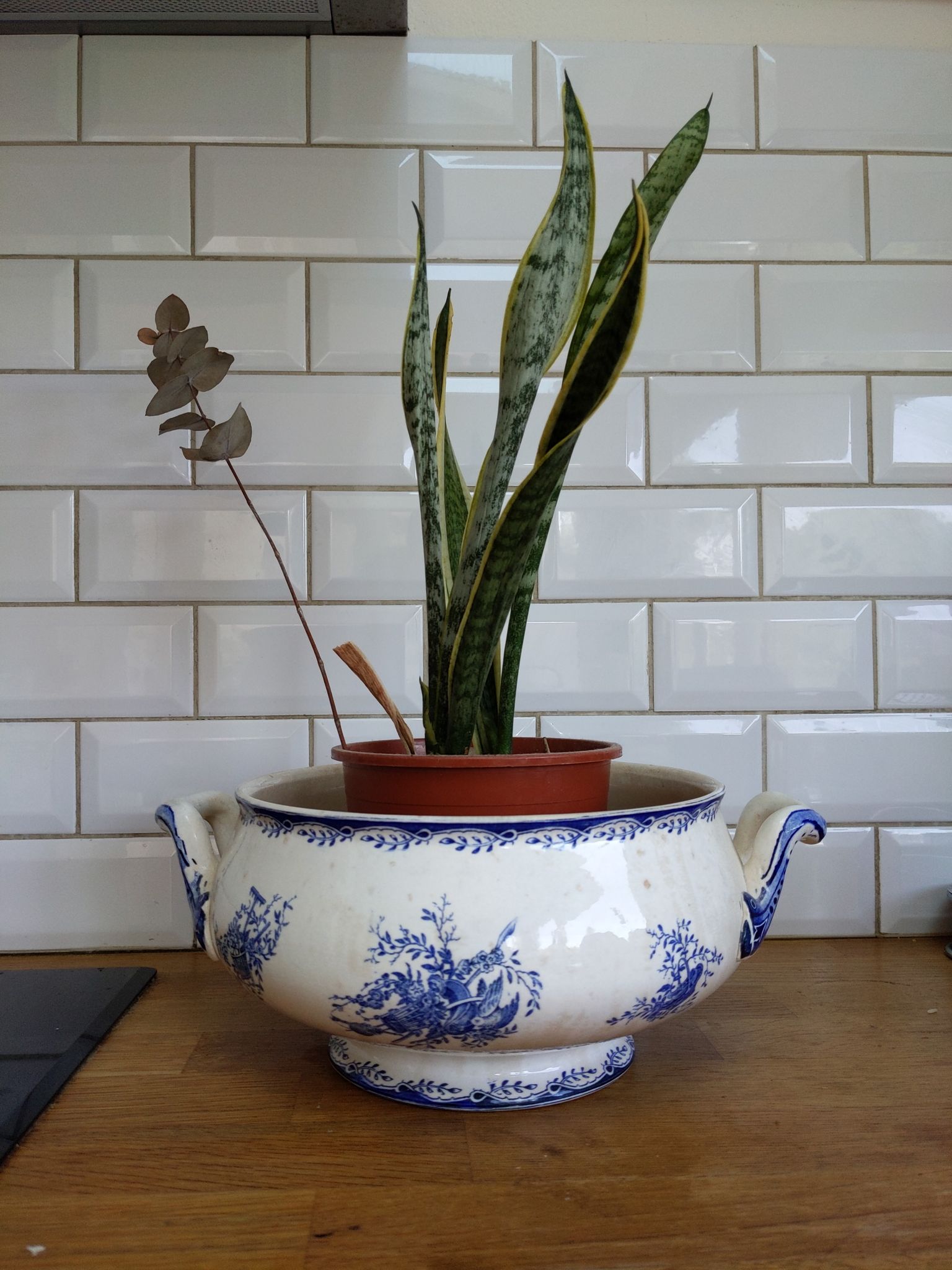 Soupière vintage Sarreguemines fleurs bleues