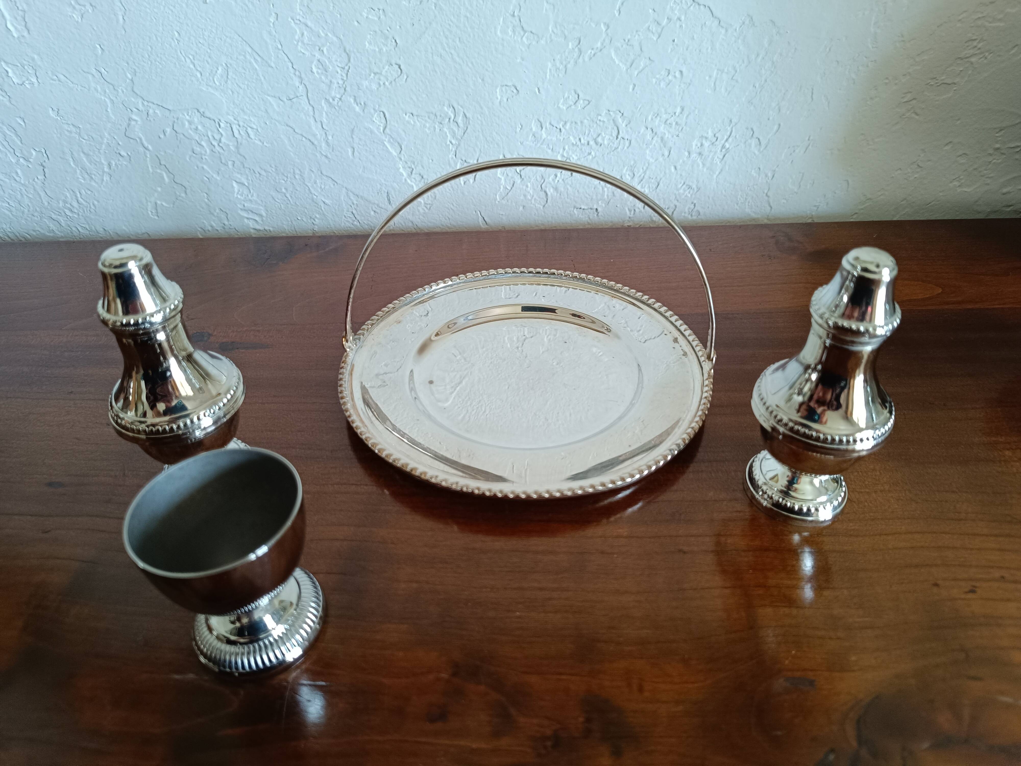 Silver-plated boiled egg set