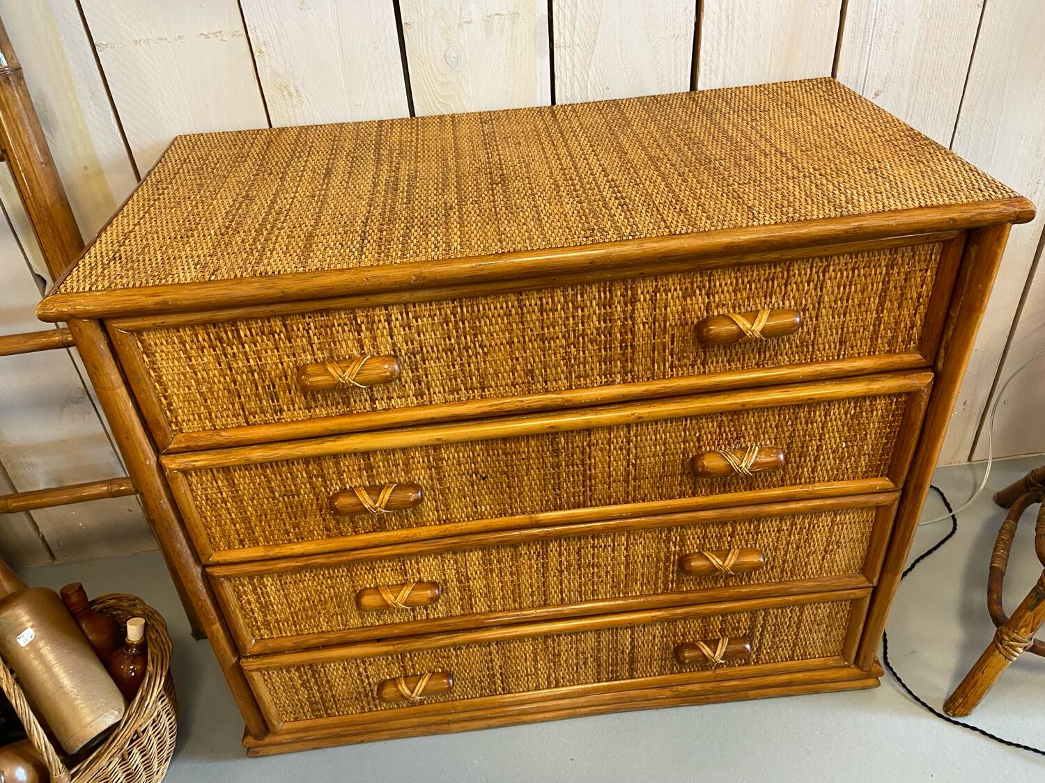 Rattan chest of drawers