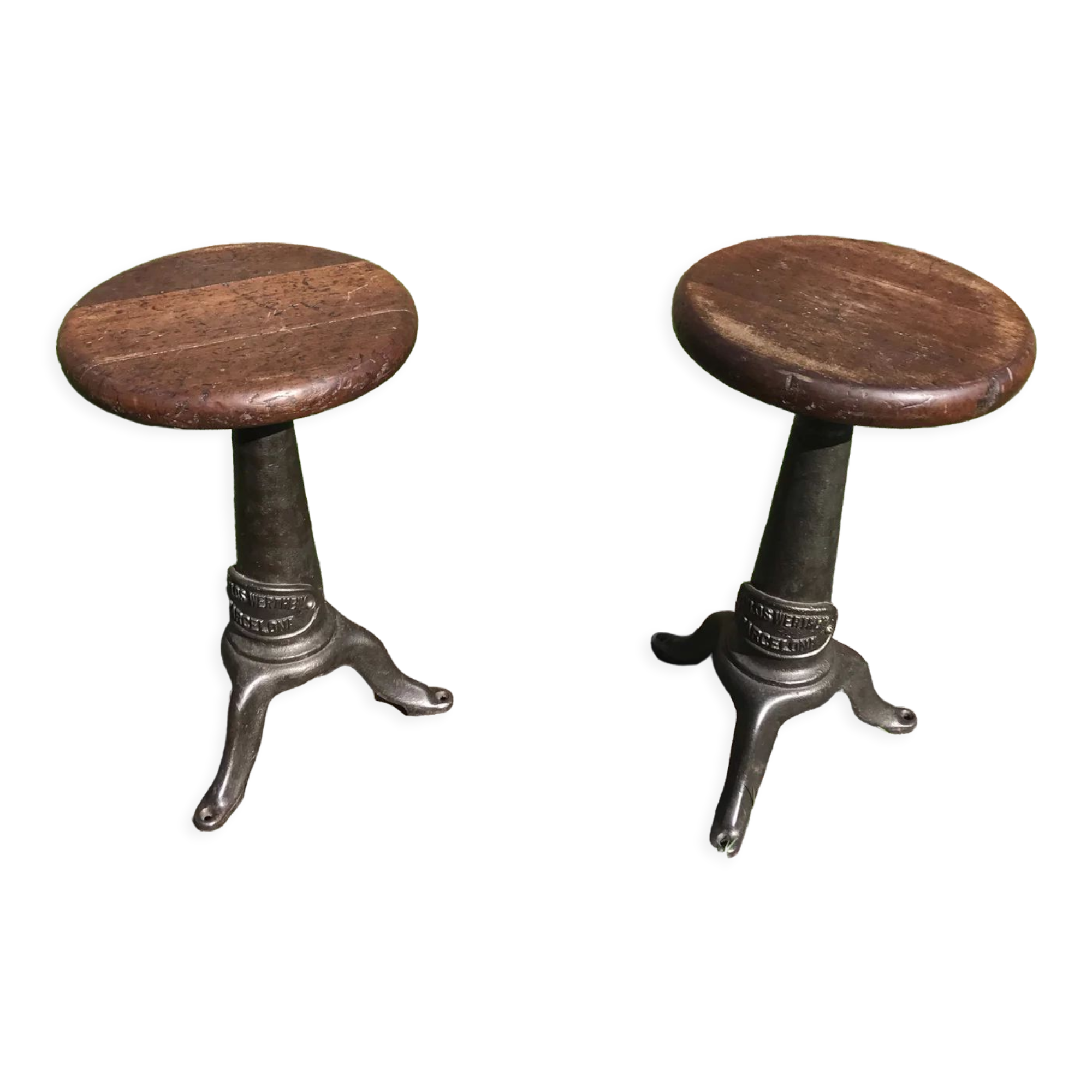Pair of vintage industrial stools 1930
