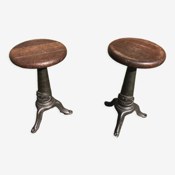 Pair of vintage industrial stools 1930
