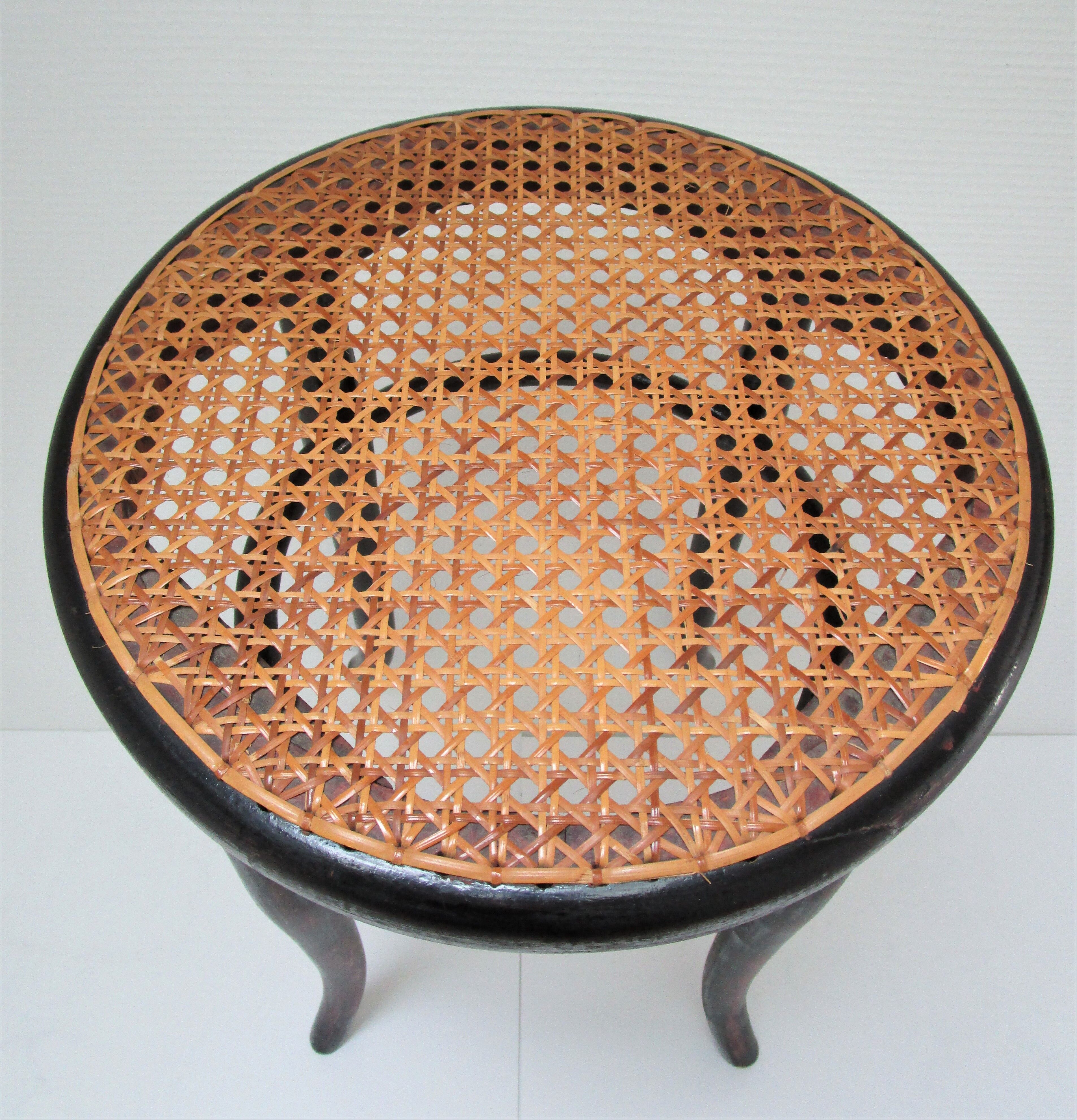 Black skated Thonet stool stamped