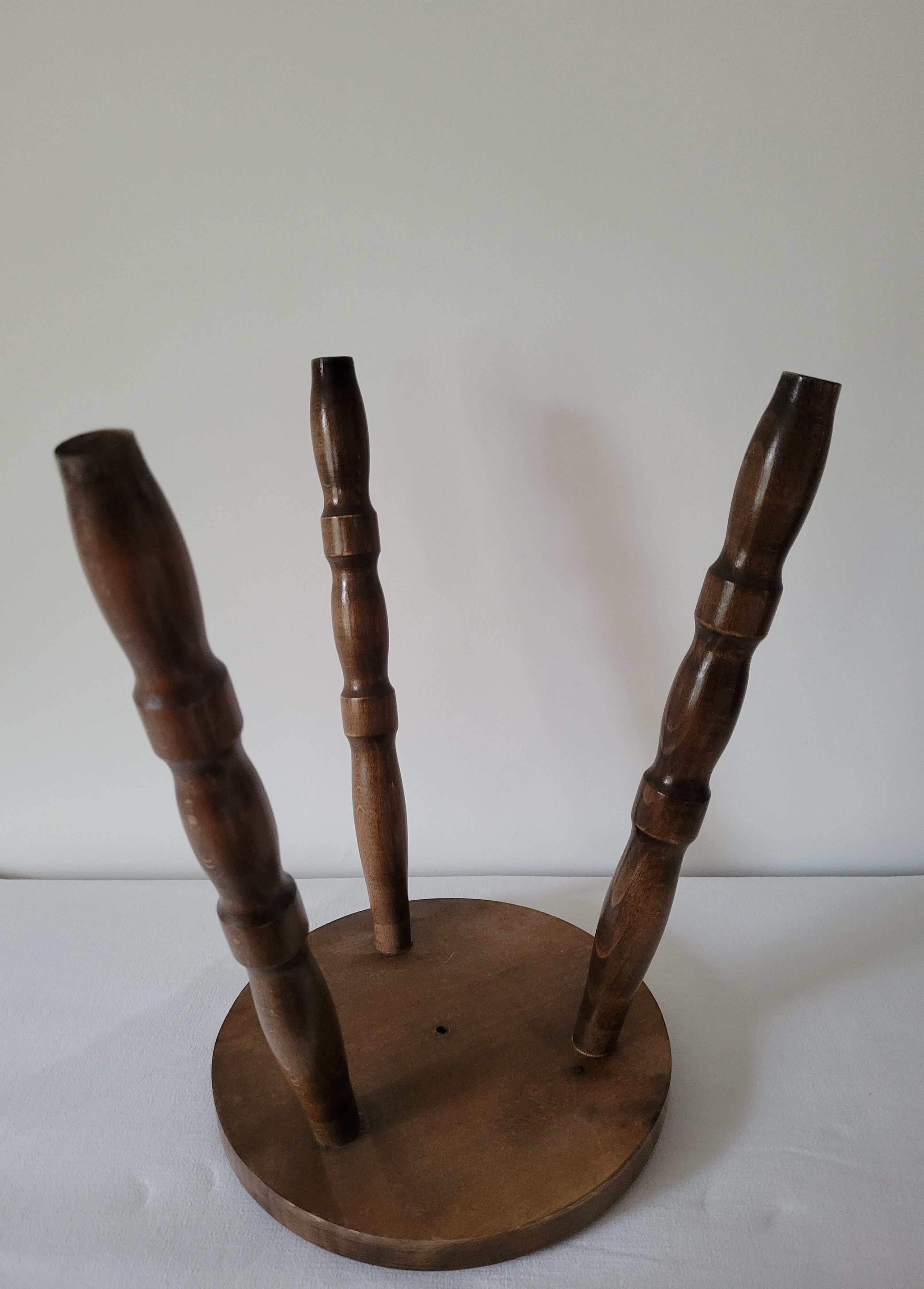 Brutalist stool in turned wood