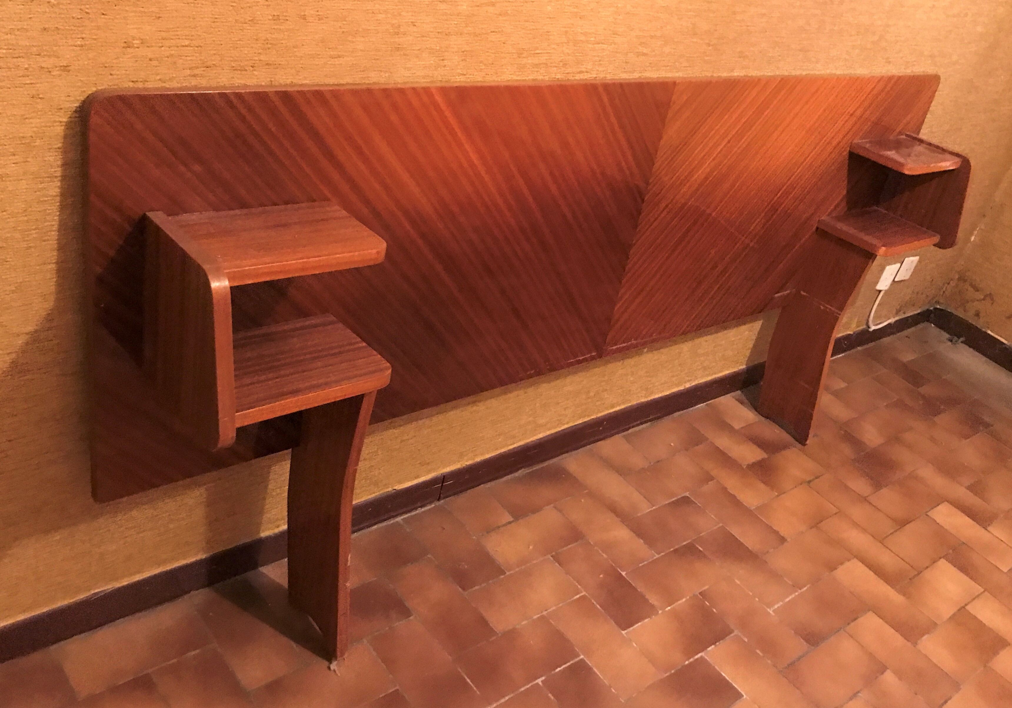 Solid wooden headboard and vintage veneer