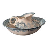 Toilet service, broc and earthenware basin longwy "rocaille xixe"
