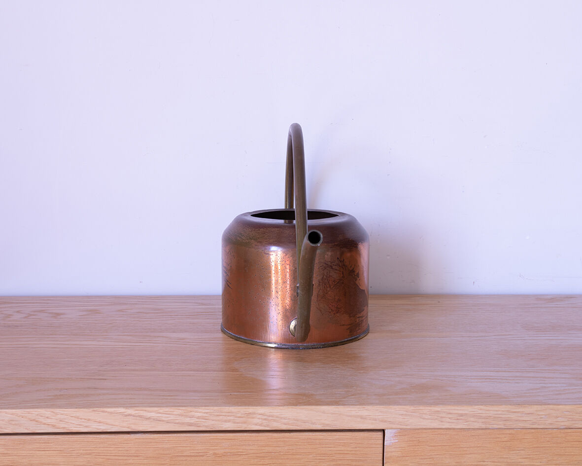 Copper and brass watering can