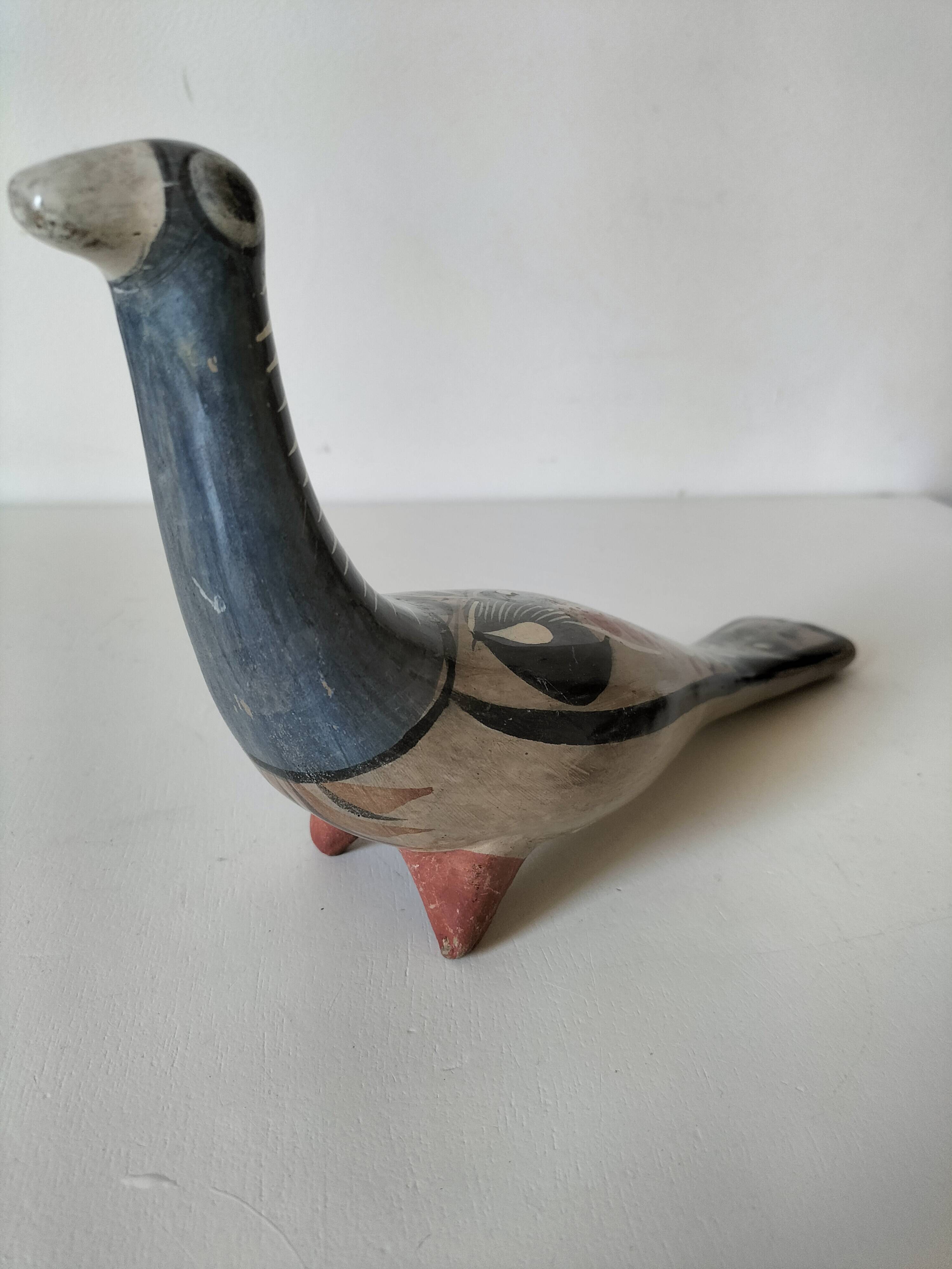 Ceramic dove from Mexico – Decorated with nahual cat