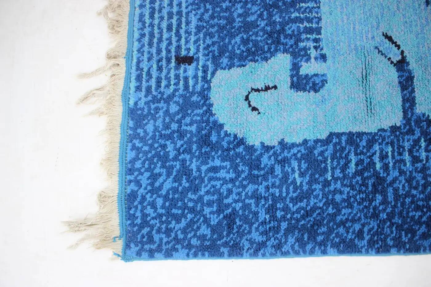Beautiful handmade art abstract design wool carpet in style of Kybal, 1960s