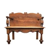 Antique Dutch oak hall bench / 1920s