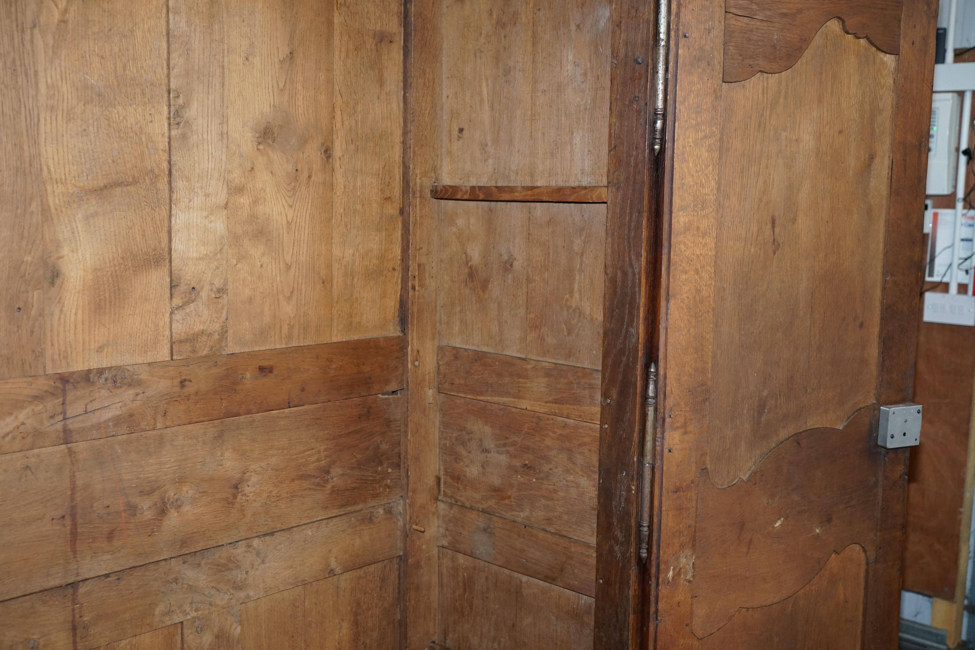 Antique Carved Wardrobe Dated 1844 with Shaped Panels