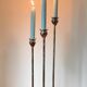 CANDLE HOLDER 3 Lights METAL Patinated Chrome