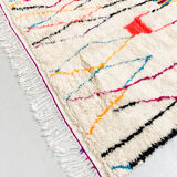 Moroccan Berber carpet azilal ecru with colorful patterns 264x147cm