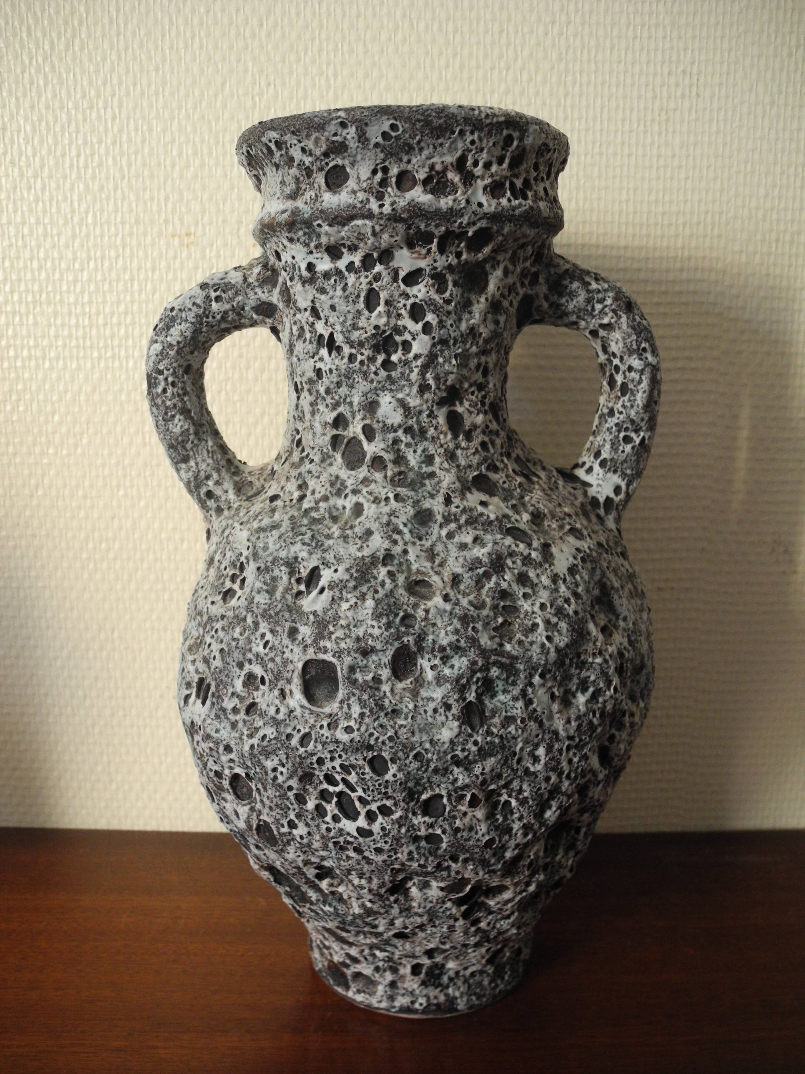 old ceramic vase Monnetier retro decor fat lava vintage design vase 60s