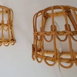 Paire d'appliques en bambou