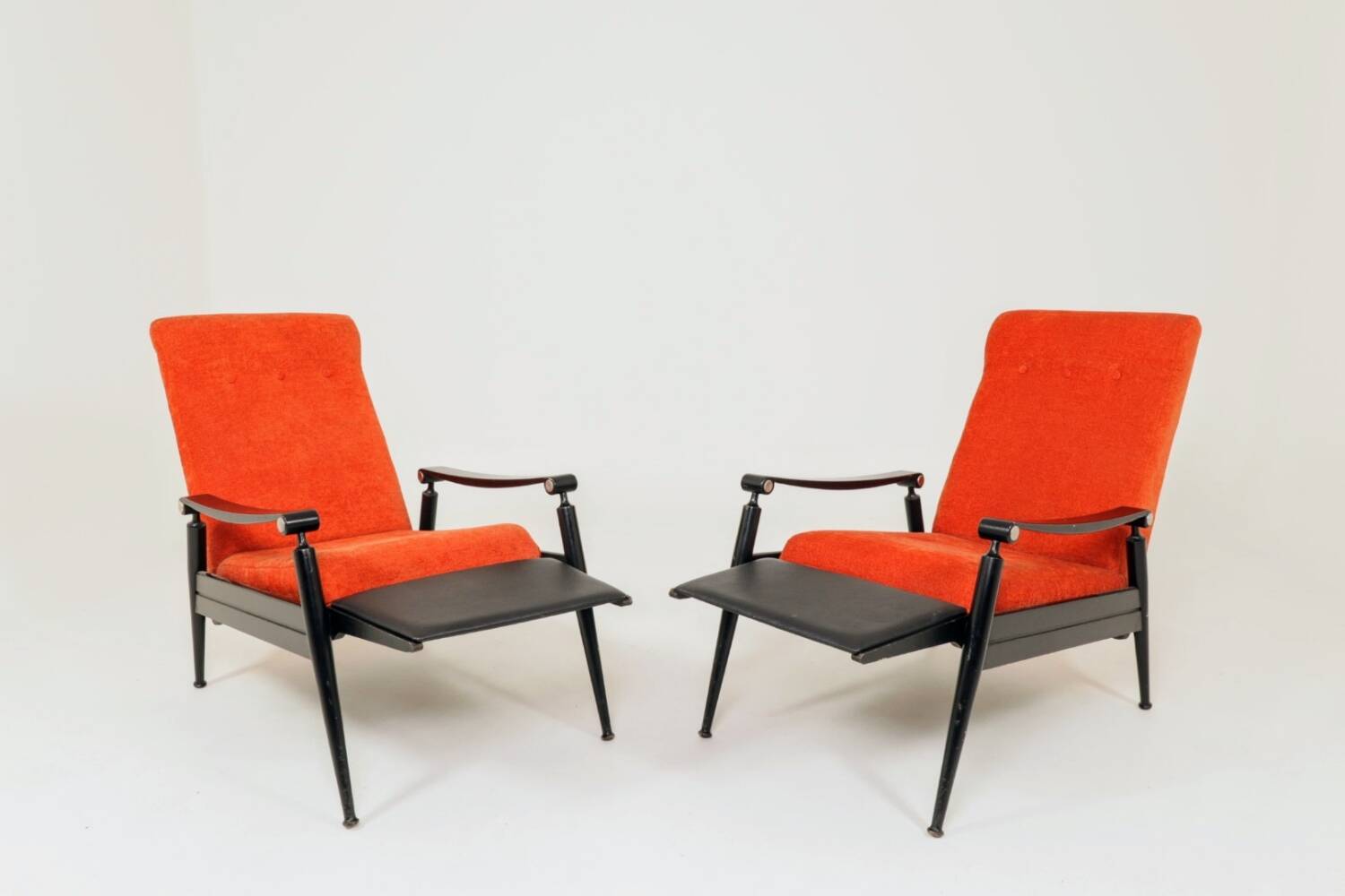 Pair of vintage armchairs burnt orange MCM design 1960