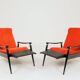 Pair of vintage armchairs burnt orange MCM design 1960