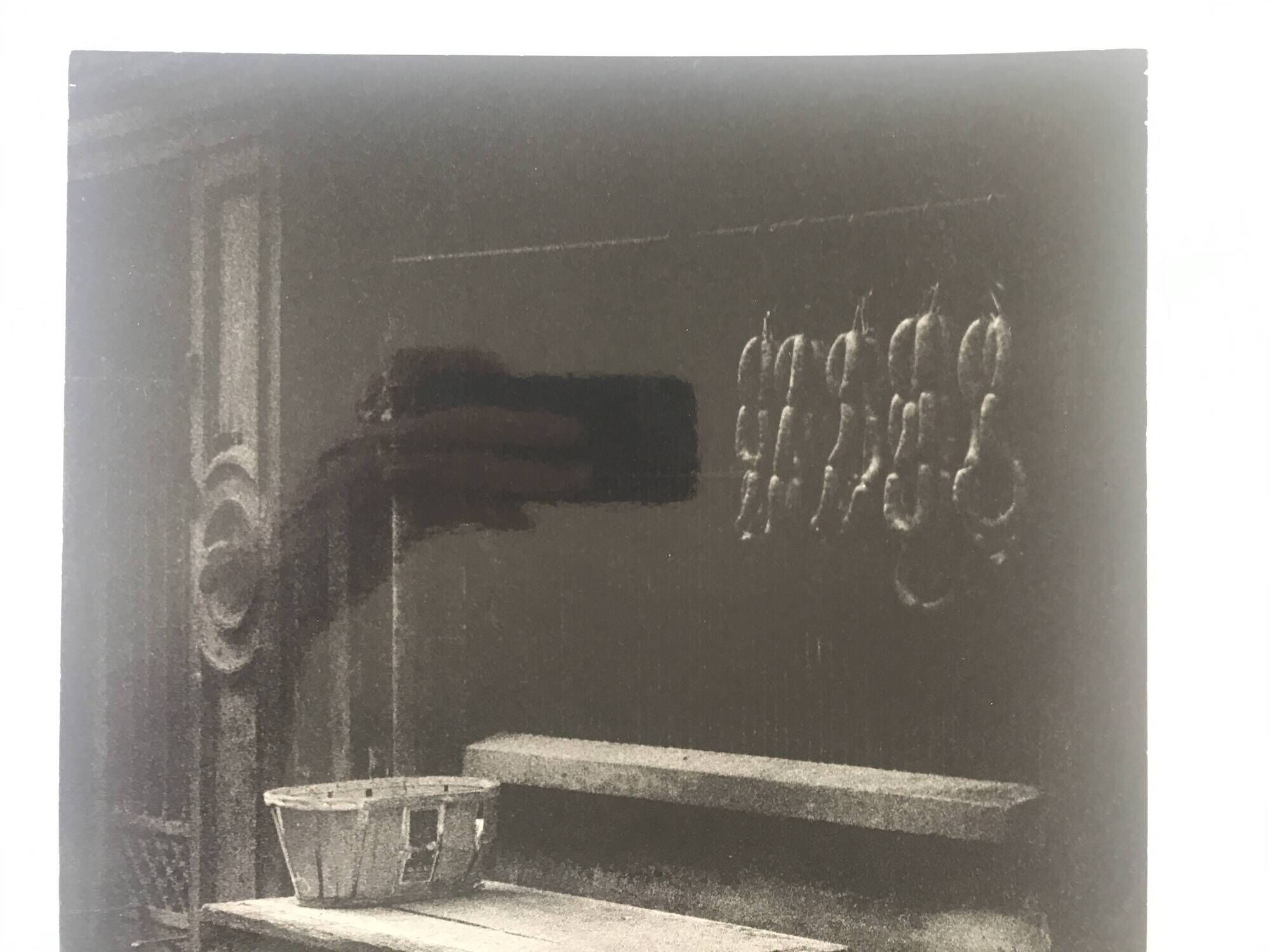 Butcher's display, 1970s/80s. Original black and white silver print on paper.