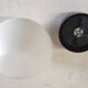 Ceiling light by PHILIPS in white glass and black ABS frame - 70's