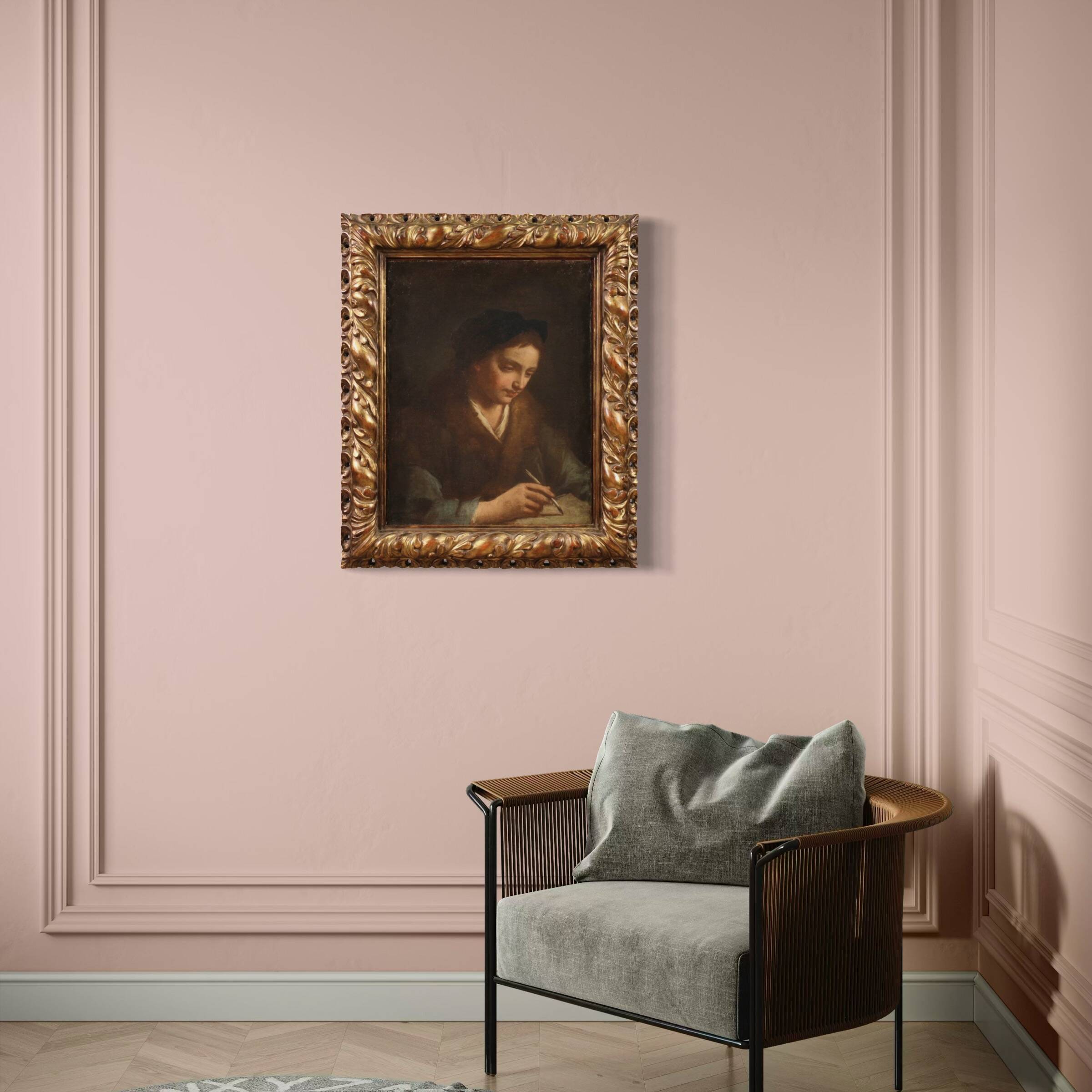 Antique Italian portrait painting from the 17th century