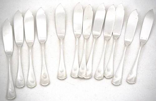 Christofle Japanese, 12 fish cutlery + 1 serving cutlery, 26 pieces.
