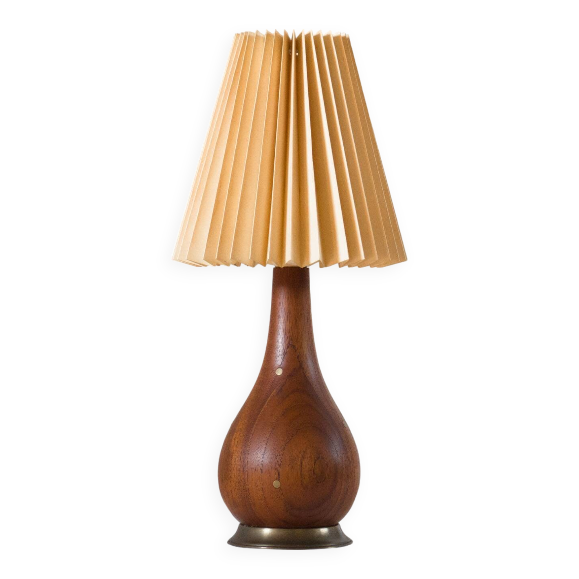 Danish solid teak and brass table lamp