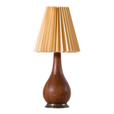Danish solid teak and brass table lamp