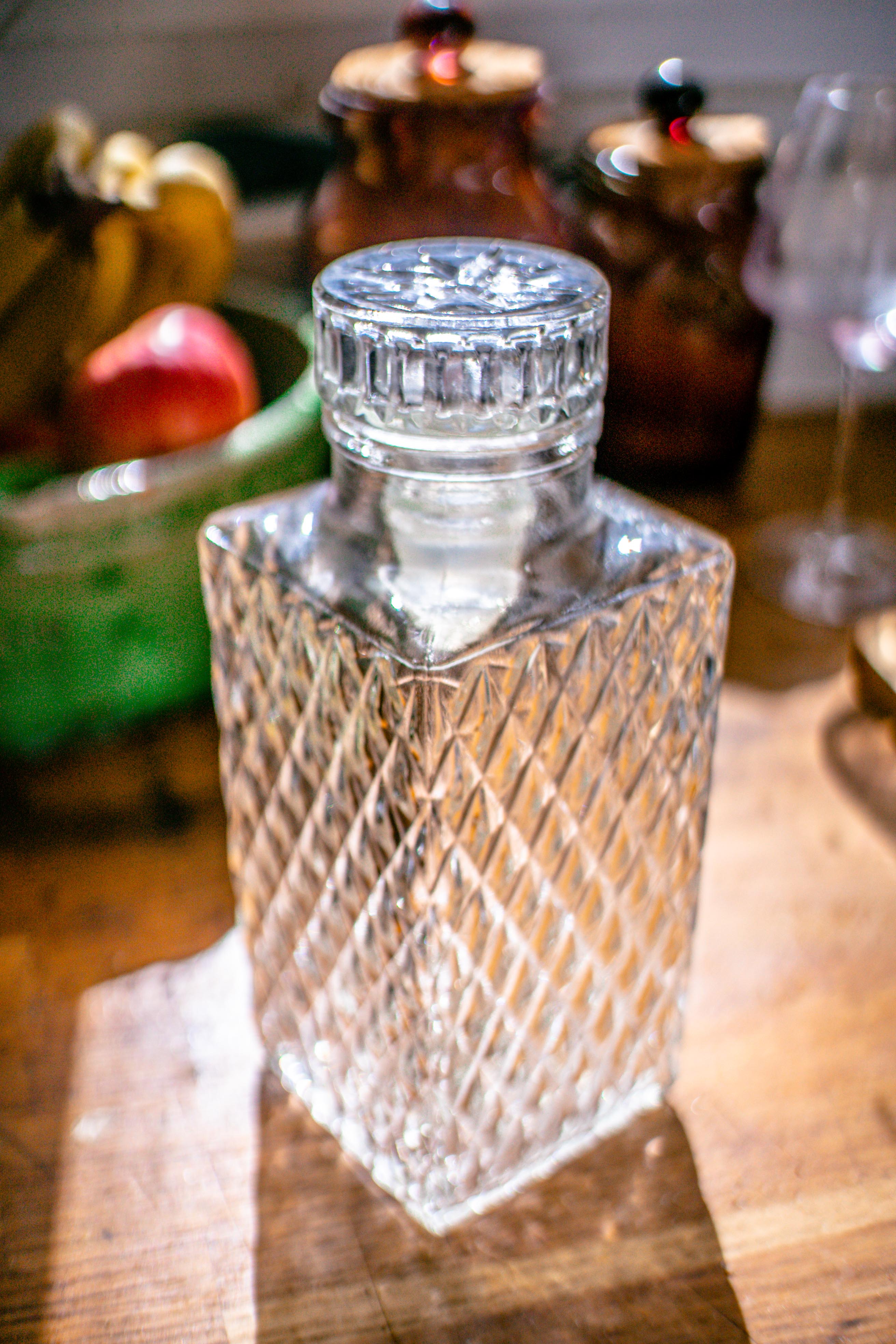 Antique whisky decanter signed r