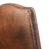 Set of 2 characterful dining chairs of sheepskin leather with a high back