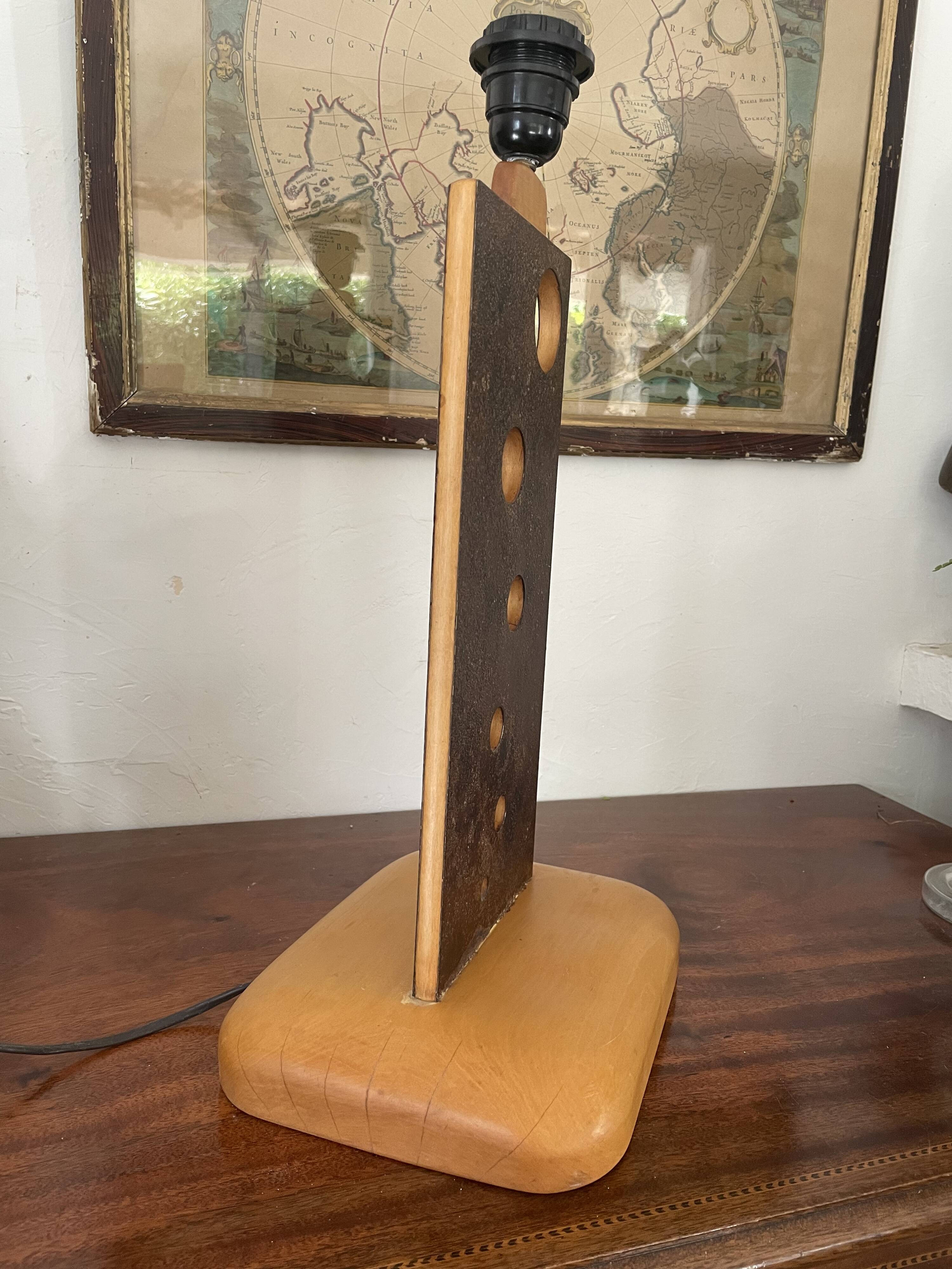 Vintage wood and metal lamp 47cm