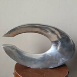 Vase soliflore en fonte d'aluminium design space age métal argenté