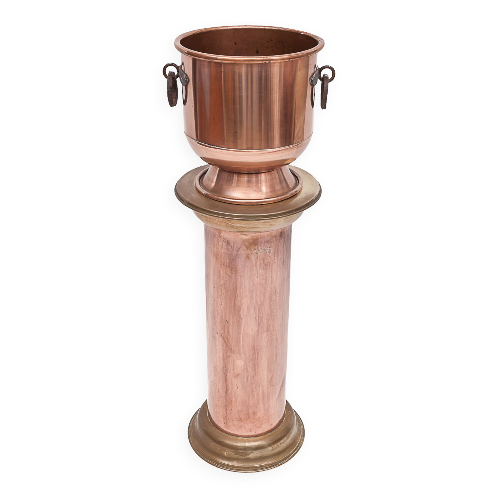 Copper planter and pedestal