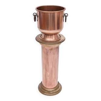 Copper planter and pedestal