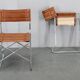 1970s pair of Italian folding chairs with leatherette upholstery