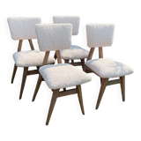 Set of 4 minimalist oak chairs from the 50s