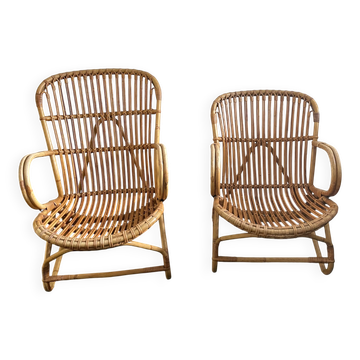 Chaises longues en rotin pour lui et elle, Rohé Noordwolde